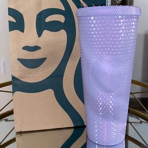 STARBUCKS PLASTIC STUDDED TUMBLER COLD CUP - 24oz - ICY WHITE LILAC 🤍💜